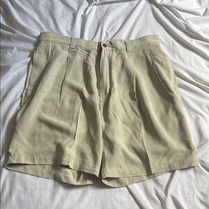 Beige Pleated Shorts